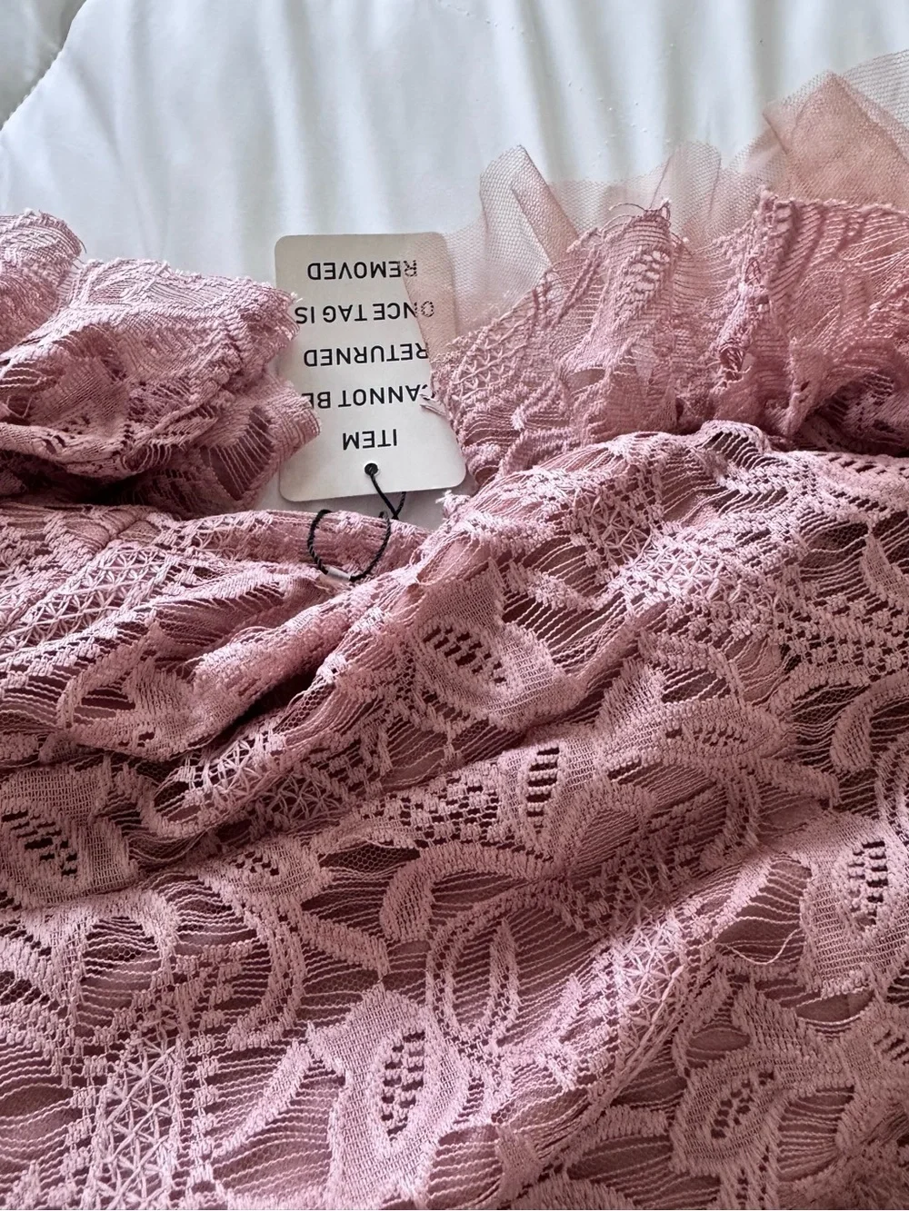 Joyfolie Mia Joy Lace Ruffle Dress NWT Size 10 Mauve Pink